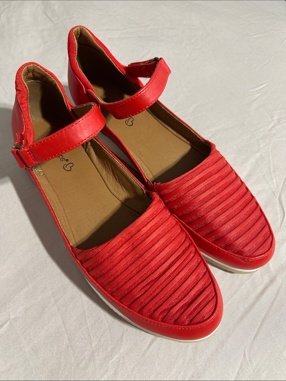 BareTraps Red Quilted Mary Jane Flats with Strap